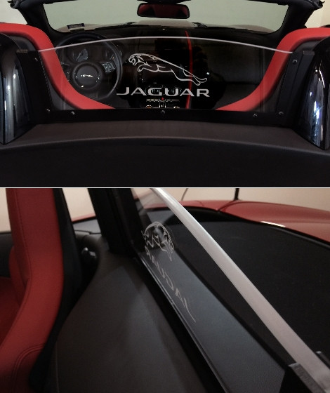 Wind Deflector for Convertible Compatible with 2013-2018 Jaguar F-Type Option 2 Laser-Etched Design Windrestrictor 
