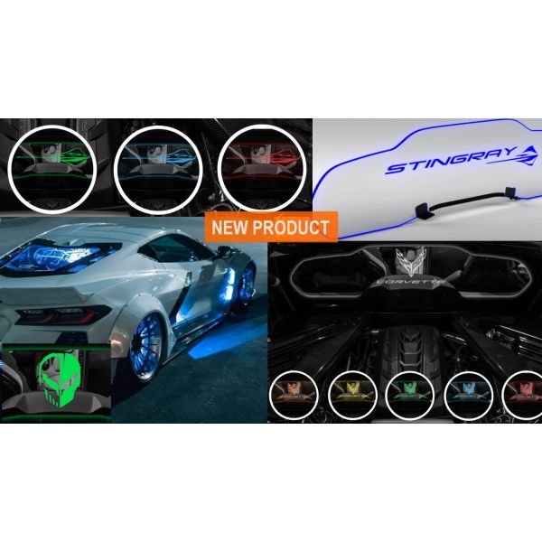 Illuminated features glow plate accessories on C8 Corvette Coupe- The perfect addition to your Coupe