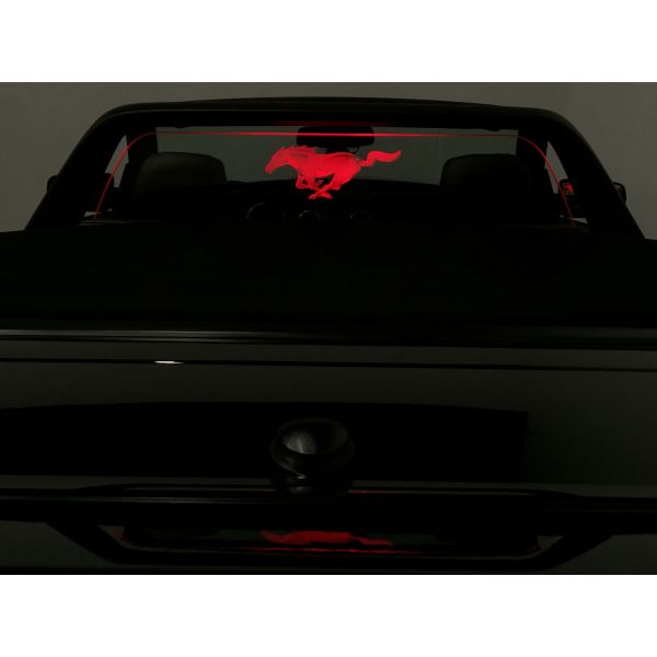 Red color illuminated convertible wind deflector on 2015+ Mustang - One of our unique car accessories