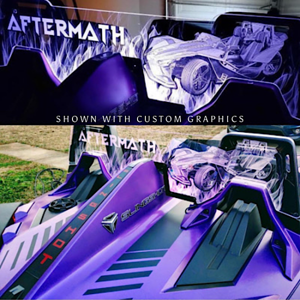 Blue color with graphics illuminated wind deflector- One of our best selling Polaris Slingshot accessories