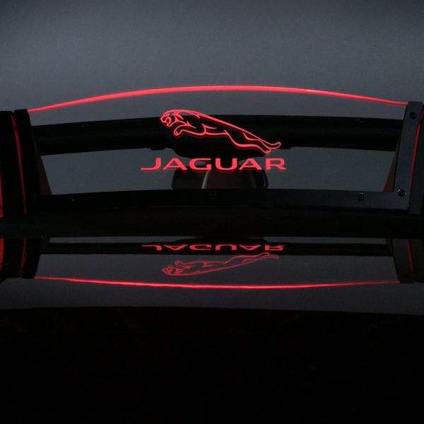 Red Illuminated wind deflector on Jaguar F-Type- One of our most popular accessories