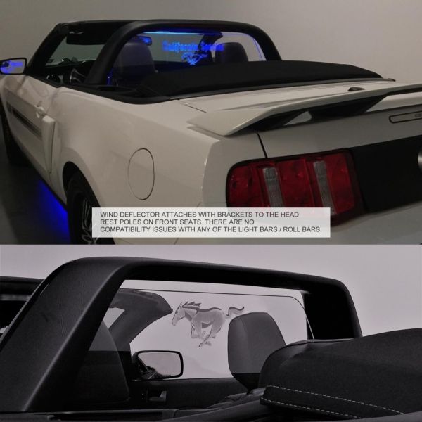 Mustang Wind Deflector Restrictor - Logo with Lighting
