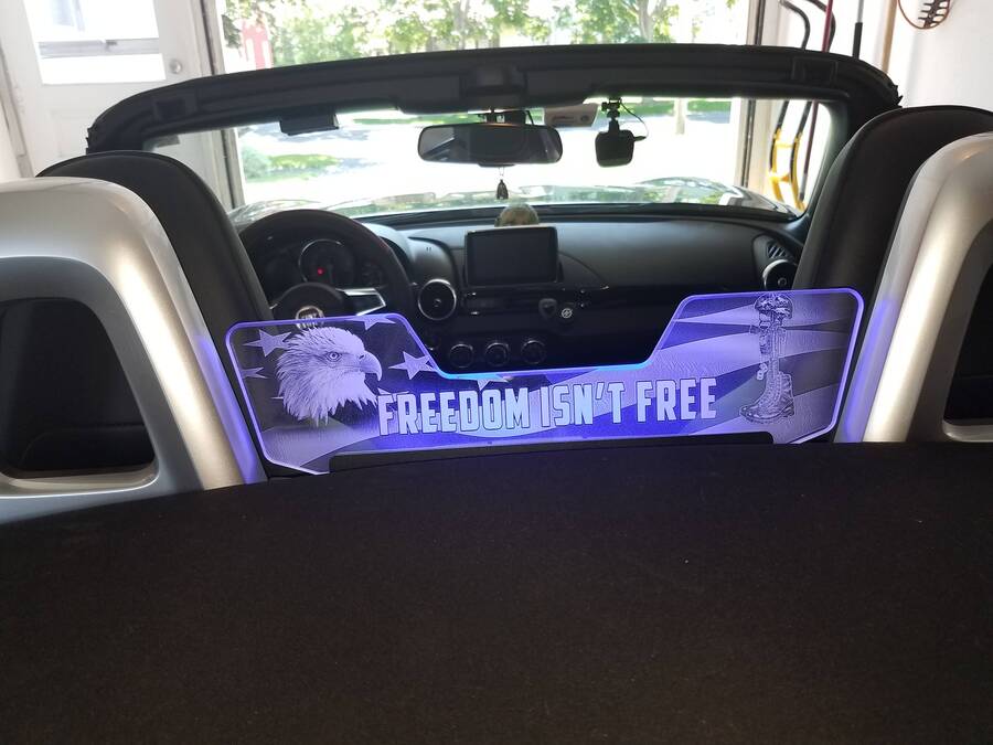 custom lighted wind screen for Fiat Spyder 124 freedom is not free WindRestrictor